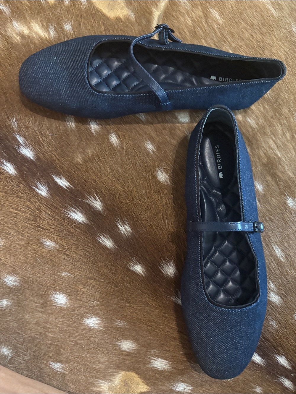 Birdies Navy Denim Mary Jane Flats